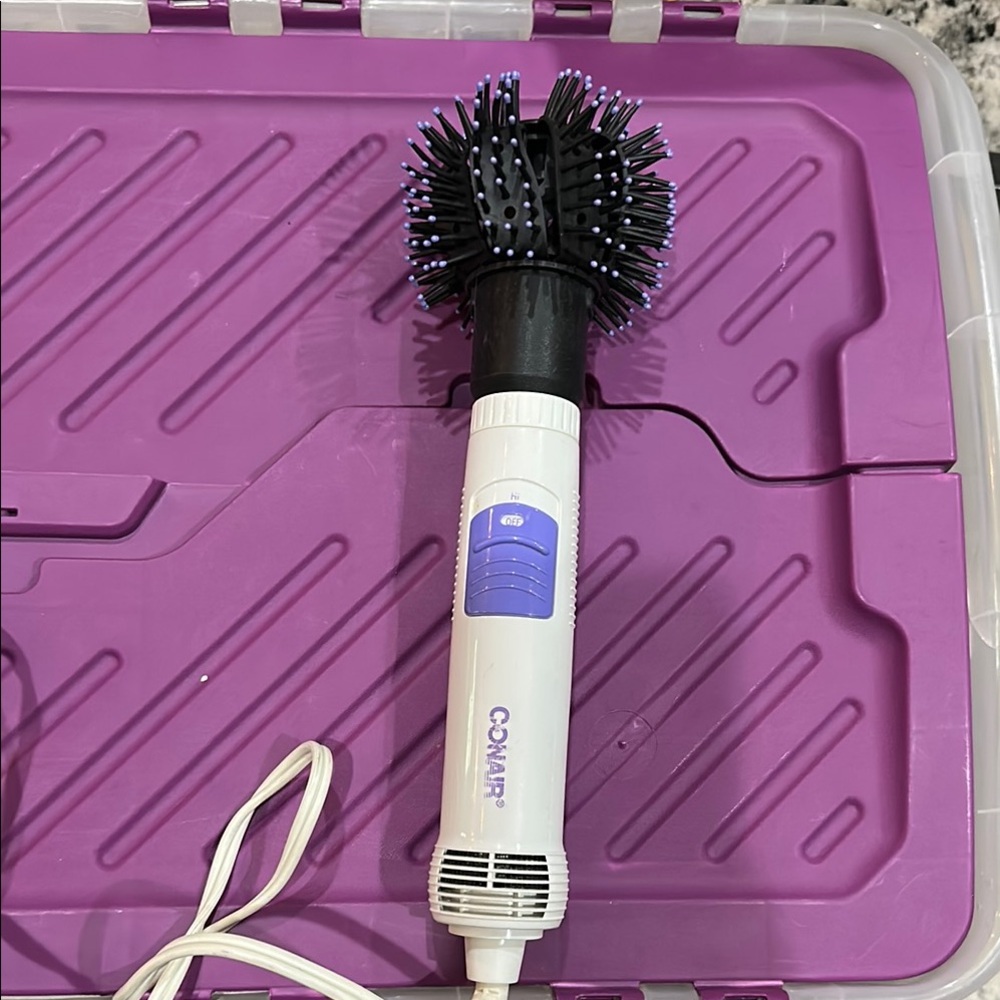 Electronic Conair Hair Styling Brush in White and Purple